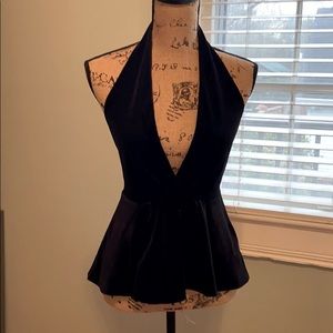 Black velvet plunge top
